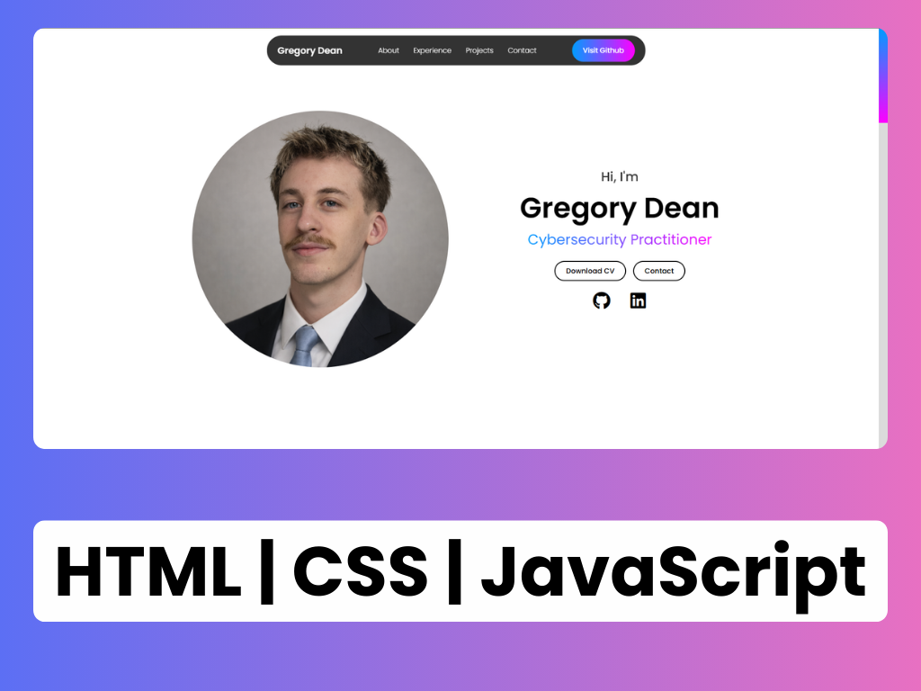 Screenshot of personal portfolio website